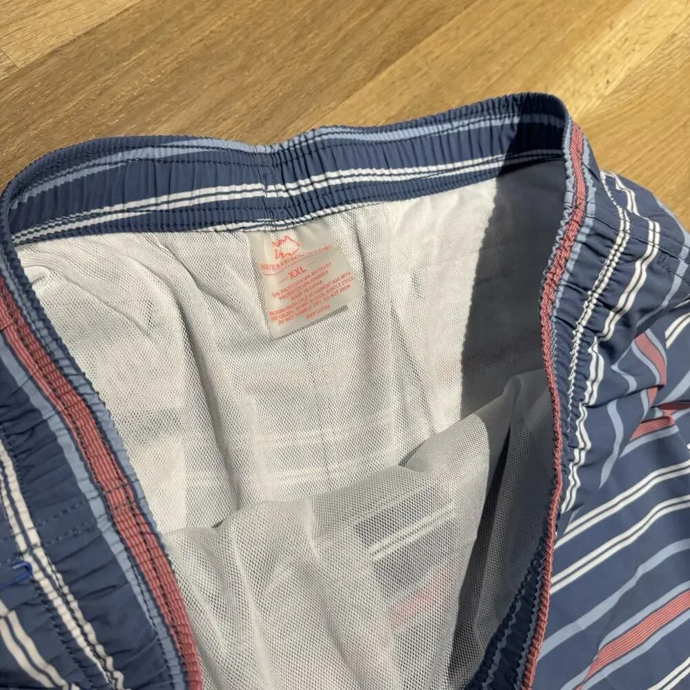 Southern Tide Swim Trunks Men’s XXL Breton Stripe Blue Board Shorts NWT